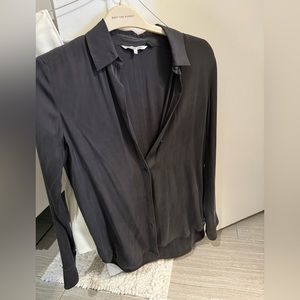 Helmut lang black suede-like button down